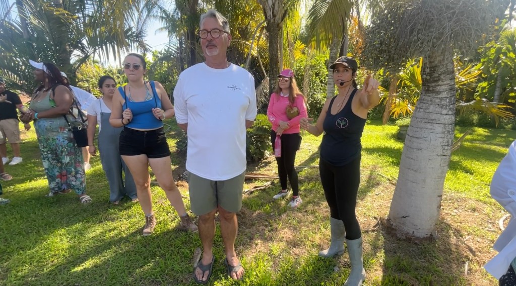 Tour guide speaking during The Great Redlands Escape.